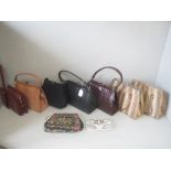 Qty of vintage handbags incl. leather & beaded ones PLEASE always check condition PRIOR to