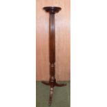 Victorian mahogany fluted torchiere on tripod legs with brass caps 145Hcm PLEASE always check