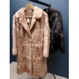 2 Ladies vintage fur coats, dark brown waist length & light brown 3/4 length PLEASE always check