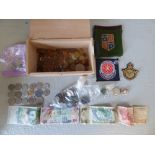 Unsorted coins/notes & badges PLEASE always check condition PRIOR to bidding, or email us a