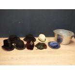 Black silk top hat & black bowler hat by 'Herbert Johnson of London' & various hats PLEASE always