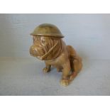 Royal Doulton WW1/British Bulldog figure wearing hat & shoulder bag, 15H cm PLEASE always check