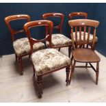 4 Victorian mahogany dining chairs & oak Windsor style chair PLEASE always check condition PRIOR