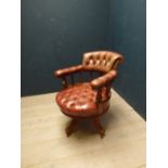 Victorian mahogany leather button back Captain's chair PLEASE always check condition PRIOR to