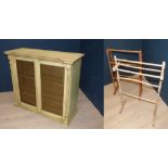 Decorative painted cabinet & 2 clothes racks 90H x 104Wcm PLEASE always check condition PRIOR to