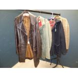 Gentleman's dark brown leather jacket & 3 various jackets PLEASE always check condition PRIOR to