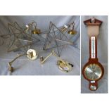 Pair of brass & glass star burst lanterns & pair of brass wall lights PLEASE always check