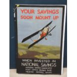 Vintage coloured poster 'Your savings soon mount up when invested in National Savings' PLEASE always