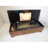 Victorian rosewood & ebonised music box with coloured paper music label 17H x 64W cm PLEASE always
