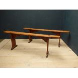 Pair of French pine benches 50H x 155W cm PLEASE always check condition PRIOR to bidding, or email