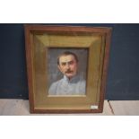 Oil painting portrait of English writer Rudyard Kipling, author of the Juggle Book, Kim, etc 24x19cm