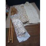 2 pairs of floral pattern curtains, single curtain & 5 curtain poles PLEASE always check condition
