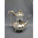 Early Victorian hallmarked silver inlaid coffee pot, by John Edward Terry of London 1840, 26ozt