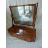 Regency mahogany toilet silvered mirror with 3 single drawers on bun feet 50 x 50 cm PLEASE always