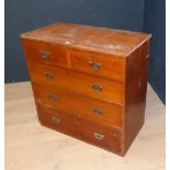 Victorian stained pine chest of 2 short & 3 long drawers 93H x 95Wcm PLEASE always check condition