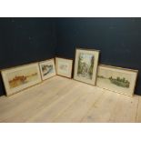 F. G. Fraser - a pair of river landscapes, watercolours, signed; two contemporary river landscapes &