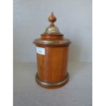 Cherry treen tea caddy with finial and silvered brass mounts PLEASE always check condition PRIOR