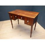 William IV small sideboard of 3 drawers on tapered legs 84H x 108Wcm PLEASE always check condition