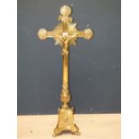 Edwardian brass church crucifix on stand 100H x 40W PLEASE always check condition PRIOR to