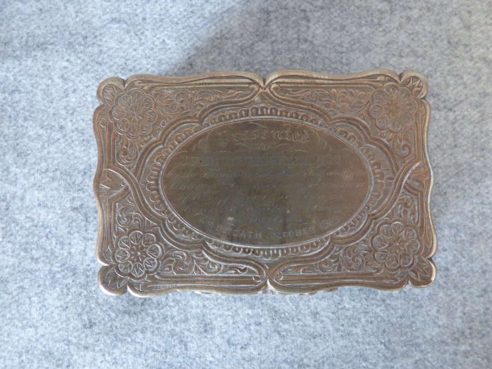 Mid Victorian silver engraved snuff box with presentation inscription by E.S, Birmingham 1862, - Image 2 of 3