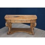 Pine side table 123W cm PLEASE always check condition PRIOR to bidding, or email us a condition