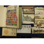 Small stamp collection and interesting collection of Pre-war European & UK postcards PLEASE always