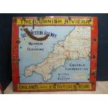 Vintage cast iron & enamel Great Western Railway 'The Cornish Riviera' sign 104H x 117W cm PLEASE