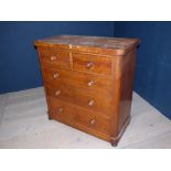 Victorian chest of 2 short & 3 long drawers on bun feet 105H x 103Wcm PLEASE always check