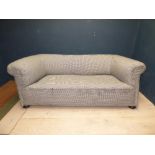 Victorian Chesterfield 3 seater sofa, upholstered in black & white check 187 x 88cm PLEASE always