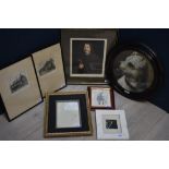 Selection of framed pictures, to include an oil painting of a fighting dog etc PLEASE always check