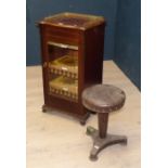 Edwardian mahogany music cabinet 94H x 49Wcm & music stool PLEASE always check condition PRIOR to