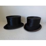 2 various black silk top hats by 'G. A. Dunn & Co.' & 'Carter' PLEASE always check condition PRIOR