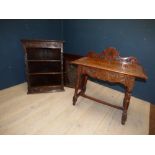 Georgian mahogany glazed front corner cabinet, oak corner shelves & oak side table PLEASE always