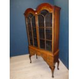Georgian style arch top walnut glazed fronted cabinet on stand and cabriolet legs PLEASE always