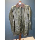 Barbour Border' green waxed jacket, size C40/102cm PLEASE always check condition PRIOR to bidding,