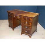 Victorian mahogany knee hole desk of 9 drawers with painted on the back 77H x 122W cm PLEASE