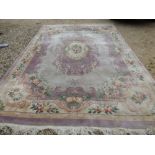 Large green background rug with multi coloured floral decoration 275 x 380 cm PLEASE always check