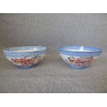 Pair egg shell bowls, with flowers and birds PLEASE always check condition PRIOR to bidding or email