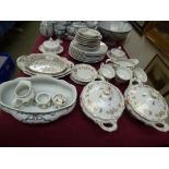 Large qty of decorative Dresden style floral decorated dinner ware PLEASE always check condition