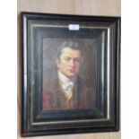 Ebonised framed oil painting portrait of renowned Engineer Isambard Kingdom Brunel, 24x19cm PLEASE
