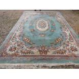 Blue ground rug with multi coloured floral decoration 260 x 342 cm PLEASE always check condition