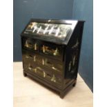 Chinese decorative black lacquered desk, with all over decorative scenes 91x104cm PLEASE always