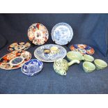 Set of 5 late C19th Japanese Imari scalloped edged plates & assorted Oriental items PLEASE always