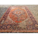 Caucasian carpet with central medallion, stylised spandrels broad panel border 294 x 388 cm PLEASE