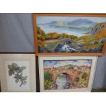 'R. Thexton' (C20th) 'Clyde Bridge' oil on board & 2 pictures/prints PLEASE always check condition