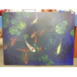 'Claire Frances Smith' (contemporary) 'Koi and Lily Pad I' oil on canvas, signed PLEASE always check