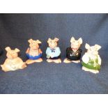 A set of 5, Nat West, Wade piggy banks (1 lacking stopper) PLEASE always check condition PRIOR to