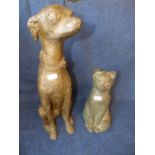 Two resin figures - dog and a cat, in style of Sylvia Warman PLEASE always check condition PRIOR