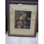 unusual oil painting study of a group of monkeys, 22.5x20cm PLEASE always check condition PRIOR to