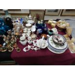 A mixed lot to include Hummel & Royal Doulton figurines, bone china coffee service, Aynsley 'Orchard